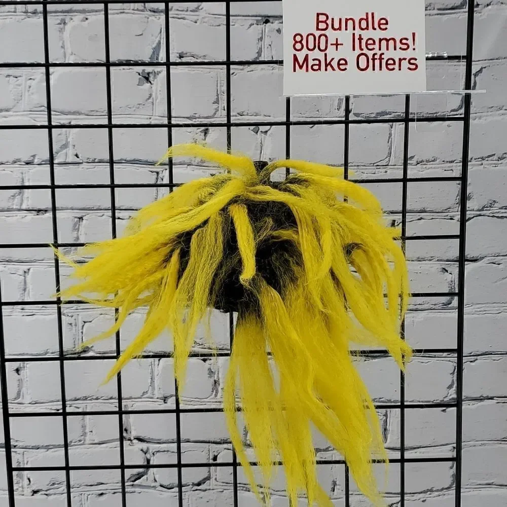 Halloween Costume Hair Wig black wig with yellow frizzy hair